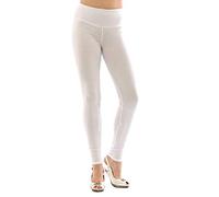 YESET Damen Leggings hoher Bund Lange Hose Leggins lang Baumwolle Wäsche Weiss S