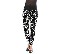 YESET Damen Leggings lang hoher Bund Hose Blickdicht Leo Leopard Giraffe-schwarz-8 L