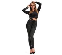 YESET Damen Leggings lang hoher Bund Hose Muster Leggins Stretch gekämmte Baumwolle Muster-10 XL