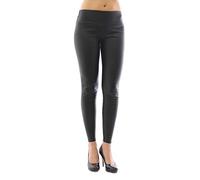 YESET New Leggings lang Lederimitat Treggings Kunstleder Matt hoher Bund Schwarz M
