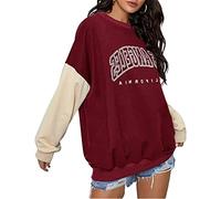 Yesgirl Kapuzenpullover Für Damen Alaska Letter Print Sweatshirt Lose Casual Langarm Hip Hop Hoher Rundhals Reißverschluss Adler Grafik Top Farbanpassung Hoodie 03 Rot M