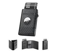 YESIIW Airtag Geldbeutel, Pop up Airtag Kartenetui Herren für 9 Karten, 1 Ausweis & 10 Papiergeld, Portmonee Herren mit RFID Schutz & S Münzfach, Wallets for Men, Magnetverschluss(Carbon Schwarz)