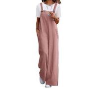 YESNO Damen Latzhose Lässiger Cord-Overall für Damen Verstellbarer Schultergurt Baggy-Hose Weites Bein Jumpsuits mit Taschen XL PC2DE Rosa