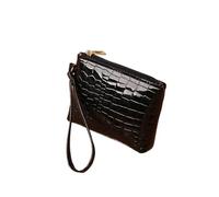 YETONADO Modische Mini-Geldbörse aus PU-Leder für Damen, kleine Münz- und Geldkartenhalter, Geldbörse, einfarbig, Tragetasche, Clutch, Reißverschluss, Mädchen, Geschenk, Schwarz , Einheitsgröße