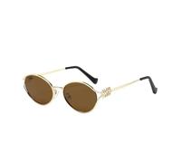 YETONADO Sonnenbrille im Retro-Stil, kleiner Rahmen, für Damen und Herren, Metallrahmen, UV-Schutz, Sonnenbrille, Inklusive Etui, C2 Gold Pink