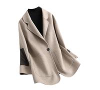 Yeuyyben Dame Winter Wolle Mäntel Frauen Echt Wolle Jacke Schaffell Leder Herbst Trenchcoats