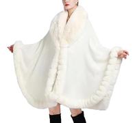 Yeuyyben Damen-Umhang, Winter, dick, warm, Poncho, modisch, Cardigan, Schal, Umhang, lose lange Mäntel, weiß, Einheitsgröße