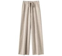 Yeuyyben Damen-Wollhose Mit Weitem Bein, Herbst/Winter, Hohe Taille, Lässig, Locker, Gerade Gestrickt, Mopp-Hose, Oberbekleidung