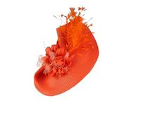 Yeuyyben Elegante Blumen übertriebener Teeparty-Hut Fascinator große Pillbox Hut Stirnband für Cocktail, Orange-2, Einheitsgröße