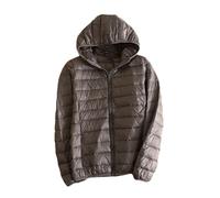 Yeuyyben Frauen Ultra Leichte Packbare Daunenjacke Atmungsaktive Mantel Große Größe Frauen Puffer Jacken, Khaki Kapuzenjacke, 52