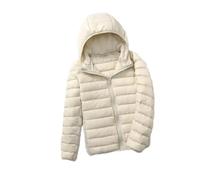 Yeuyyben Frauen Ultra Leichte Packbare Daunenjacke Atmungsaktive Mantel Große Größe Frauen Puffer Jacken, Aprikose mit Kapuze, 52