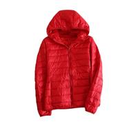 Yeuyyben Frauen Ultra Leichte Packbare Daunenjacke Atmungsaktive Mantel Große Größe Frauen Puffer Jacken, Große rote Kapuze, 54