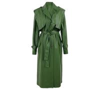 Yeuyyben Herbst Lange Pu Leder Trenchcoat Für Frauen Schärpen Einreiher Stilvoll, EN8, 48