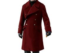 Yeuyyben Herren Winterjacke Lange Zweireihige Wolljacke Maßgeschneiderte Slim Fit Party Tops Wolle Freizeitjacke Mode