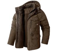Yeuyyben Männer Lange Daunenjacken Warme Parkas Mit Kapuze Mäntel Winterjacken Outdoor Lange Mäntel Winter, braun, L