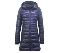Yeuyyben Winter Damen Daunenjacken Lange Ultra Leichte Dünne Mantel Puffer Jacke Slim Mit Kapuze Parka Weiße Ente Daunen Parkas, dunkelblau, 54