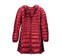 Yeuyyben Winter Damen Daunenjacken Lange Ultra Leichte Dünne Mantel Puffer Jacke Slim Mit Kapuze Parka Weiße Ente Daunen Parkas, rot, 54