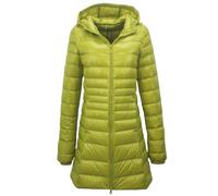 Yeuyyben Winter Damen Daunenjacken Lange Ultra Leichte Dünne Mantel Puffer Jacke Slim Mit Kapuze Parka Weiße Ente Daunen Parkas, EN8, 54