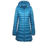 Yeuyyben Winter Damen Daunenjacken Lange Ultra Leichte Dünne Mantel Puffer Jacke Slim Mit Kapuze Parka Weiße Ente Daunen Parkas, blau - peacock blue, 54