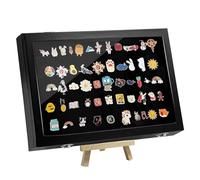 YEXEXINM Anstecknadel Vitrine, 35 x 24cm Brosche Schmuck Aufbewahrungsbox Schwarz Holz Präsentationsboxen Emaille Pin Display für Anstecknadeln Sammlernadeln und Medaillen