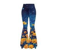 YEXIATODO Ausgestellte Damen-Leggings mit Glockenunterteil für Damen, Po-Lifting, Gänseblümchen 1, X-Groß