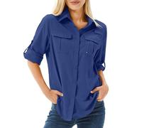 yeyity UPF 50 UV Schutz Langarmshirt, Wanderhemd Safari Kleidung Damen | Atmungsaktiv, Quick Dry Hemdbluse Damen, Schutzkleidung, Outdoor Casual Tops Sport Oberteile