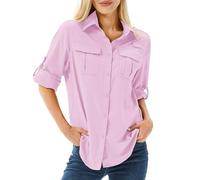 yeyity UPF 50 UV Schutz Langarmshirt, Wanderhemd Safari Kleidung Damen | Atmungsaktiv, Quick Dry Hemdbluse Damen, Schutzkleidung, Outdoor Casual Tops Sport Oberteile