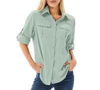 yeyity UPF 50 UV Schutz Langarmshirt, Wanderhemd Safari Kleidung Damen | Atmungsaktiv, Quick Dry Hemdbluse Damen, Schutzkleidung, Outdoor Casual Tops Sport Oberteile