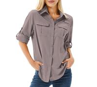 yeyity UPF 50 UV Schutz Langarmshirt, Wanderhemd Safari Kleidung Damen | Atmungsaktiv, Quick Dry Hemdbluse Damen, Schutzkleidung, Outdoor Casual Tops Sport Oberteile