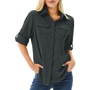yeyity UPF 50 UV Schutz Langarmshirt, Wanderhemd Safari Kleidung Damen | Atmungsaktiv, Quick Dry Hemdbluse Damen, Schutzkleidung, Outdoor Casual Tops Sport Oberteile