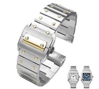 yeziu Edelstahl-Uhrenarmband für Cartier Santos 100 Serie WSSA0009 Herrenarmband(Silver gold,23mm)