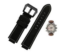 yeziu Konvexer Mund Leder Uhrenarmband für Timex Compass T2n739 T2n720 T2n721 Armband(Blackb)