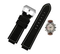 yeziu Konvexer Mund Leder Uhrenarmband für Timex Compass T2n739 T2n720 T2n721 Armband(Blacks)