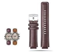 yeziu Konvexer Mund Leder Uhrenarmband für Timex Compass T2n739 T2n720 T2n721 Armband(Brown silver buckle)