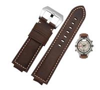 yeziu Konvexer Mund Leder Uhrenarmband für Timex Compass T2n739 T2n720 T2n721 Armband(Dark brown silver)