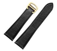 yeziu Uhrenarmband Aus Echtem Leder Für Cartier Tank London Solo Lychee Strukturiertes Rindslederarmband(Black-gold,20mm)