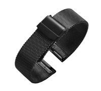 yeziu Wasserdichtes geflochtenes Mesh-Uhrenarmband für MIDO Commander Helmsman Baroncelli Herrenuhrenarmband(Black1,15mm)