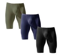 YFD Herren Transparent Halbe Strumpfhosen Unterhose Skin Bademode Shorts Trunks Hosen 3 Stück, 3pcs (Grün + Marine + Schwarz), L