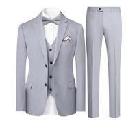 YFFUSHI Anzug Herren 3 Teilig Slim Fit Formale für Business Hochzeit | Sakko, Hose, Weste und Fliege, Einfarbig, 2 Knöpfe, Gekerbte Revers, Elegant