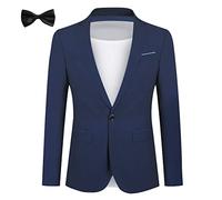 YFFUSHI Herren Sakko mit Fliege Regular Fit 1 Knopf Business Anzugjacke