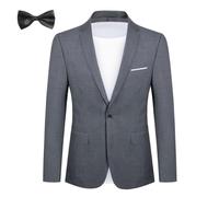 YFFUSHI Herren Sakko mit Fliege Regular Fit 1 Knopf Business Anzugjacke
