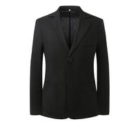 YFFUSHI Sakko Herren Leicht Casual Sporty Blazer Jacke Regular Fit 1 Knofe Leinen Anzugjacke,Schwarz,M