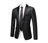 YFFUSHI Sakko Herren Paisley Jacquard Slim Fit Schal Revers Hochzeit | Floral Jackett,1 Knopf, Rückenschlitz, Elegant, für Partys oder Feiertage