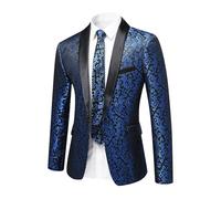 YFFUSHI Sakko Herren Paisley Jacquard Slim Fit Schal Revers Hochzeit | Floral Jackett,1 Knopf, Rückenschlitz, Elegant, für Partys oder Feiertage
