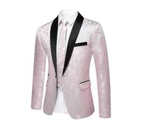 YFFUSHI Sakko Herren Paisley Jacquard Slim Fit Schal Revers Hochzeit | Floral Jackett,1 Knopf, Rückenschlitz, Elegant, für Partys oder Feiertage