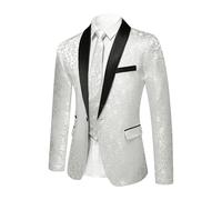 YFFUSHI Sakko Herren Paisley Jacquard Slim Fit Schal Revers Hochzeit | Floral Jackett,1 Knopf, Rückenschlitz, Elegant, für Partys oder Feiertage