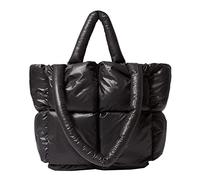 YFGBCX Puffer Tote Bag für Frauen Gesteppte Puffy Handtasche Leichte Winter Daunen Baumwolle Gepolsterte Schultertasche Daunenpolsterung Tote Bag, Schwarz