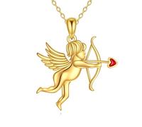 YFN Amor Kette Sterling Silber Bogen und Pfeil Anhänger Halskette Engel Schmuck für Damen Cherub Geschenke für Frau Verlobte Liebhaber