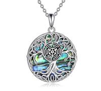 YFN Baum des Lebens Halskette Sterling Silber Zinn Rad der Hekate Göttin Anhänger Kette Schmuck Wiccan Geschenke für Damen Herren