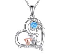 YFN Dezember Geburtstag Halskette 925 Sterling Silber viel Glück Elefant Anhänger niedlich Tier Schmuck Geschenk für Frau Mutter Ehefrau